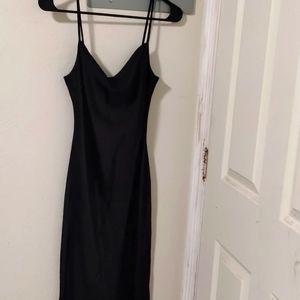 Express Scoop Neck Black Silky Long Dress